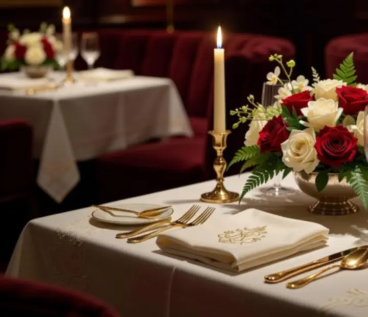 Detail luxusně prostřeného stolu ve fine dining restauraci