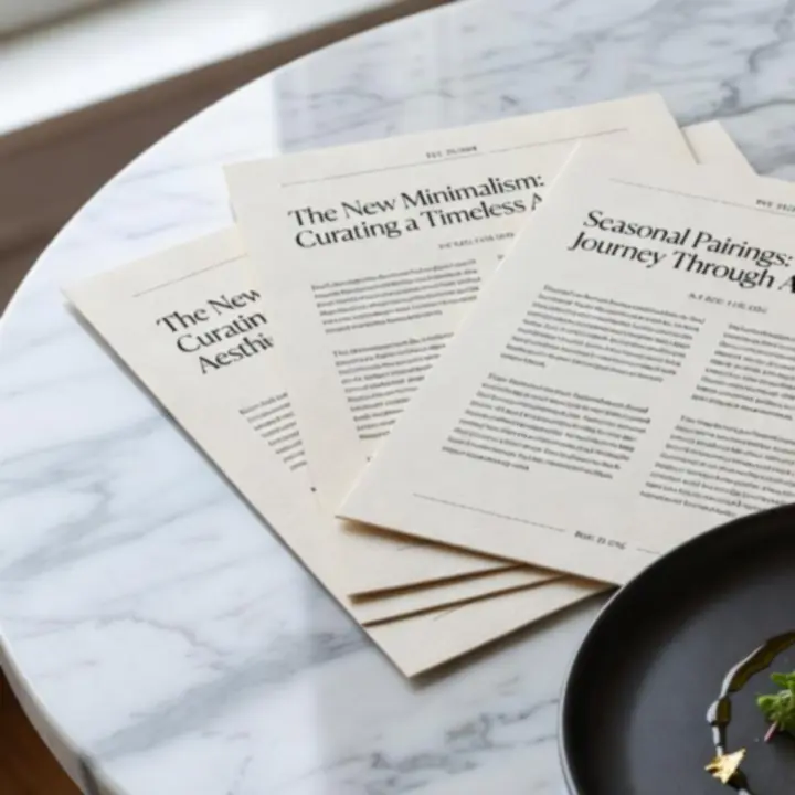 Magazínové rozložení fotografií z večerních akcí s fine diningem a společenskými aktivitami.