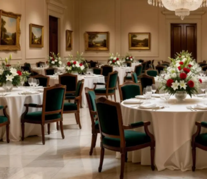 Luxusní jídelní sál restaurace Vinny Dvůr s mramorem a sametem