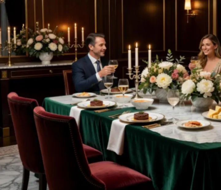Luxusní privátní oslava v restauraci Vinny Dvur se svíčkami a slavnostním servisem.